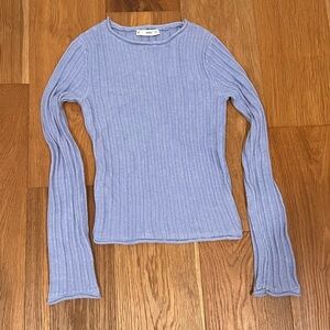 Mango blue ribbed knit sweater